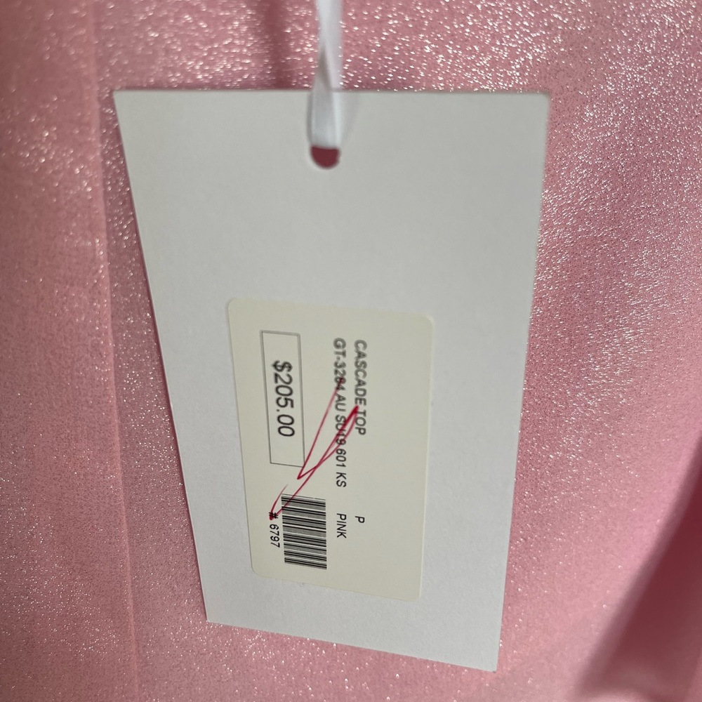 Pink top with silver shimmer with silver chain, halter style
